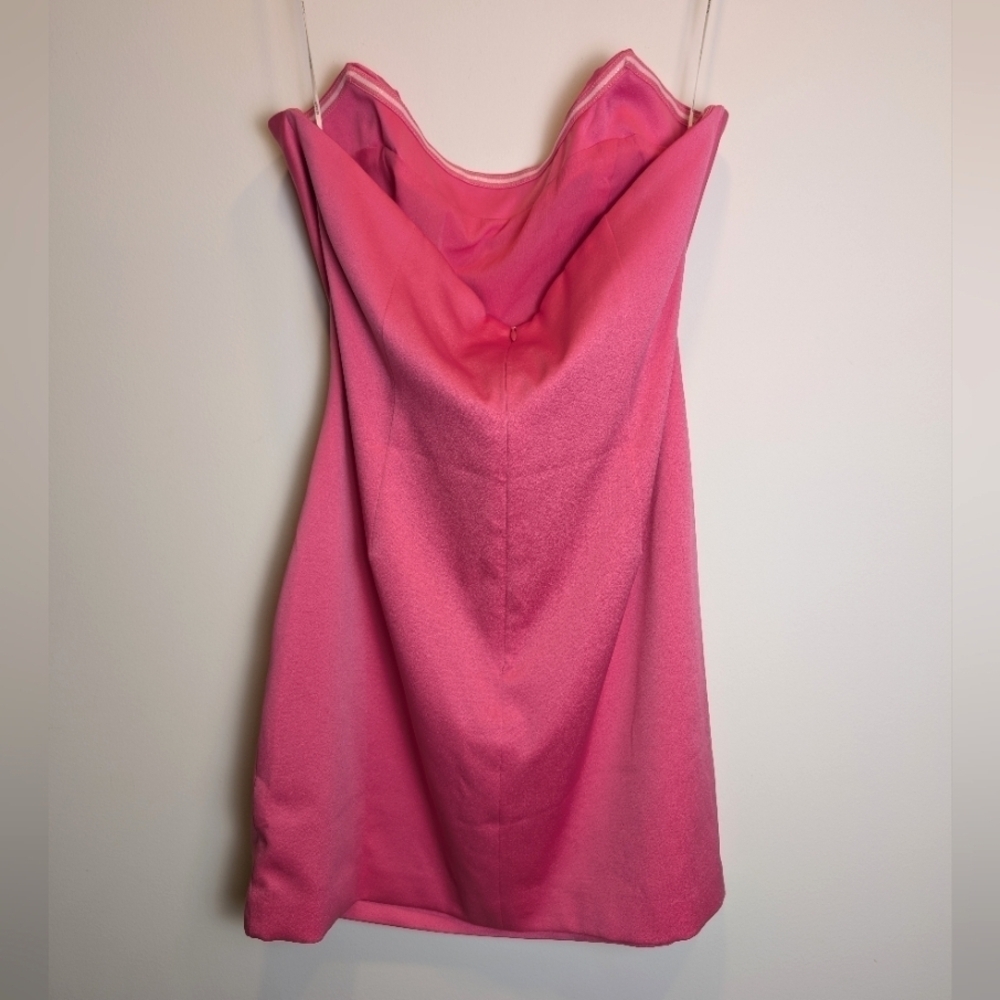 Elliatt Emani Satin Hot Pink Strapless Mini Party Dress Size Large - Picture 4 of 10